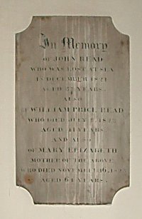Memorial to John, William and Elizabeth Read