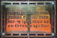 Plaque to Major-General Frank Adams C.B.