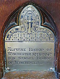 Plaque to Alfwine, Bishop of Winchester