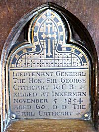 Plaque to Lieut-General, The Hon. Sir George Cathcart K.C.B.