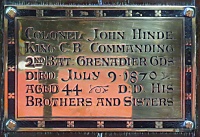 Plaque to Colonel John Hinde King C.B.