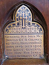 Plaque to General Sir John MacDonald G.C.B.
