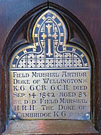 Plaque to Field Marshall Arthur Duke of Wellington