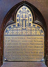 Plaque to Archdeacon H.P. Wright