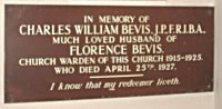 Memorial to Charles William Bevis