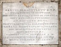 Memorial to Samuel Gauntlett