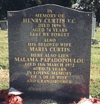 Headstone of the grave for Henry Curtis