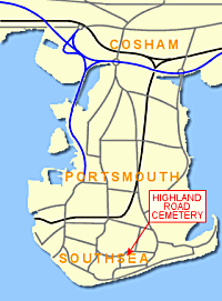 Map showing the location of Highland Road Cemetery