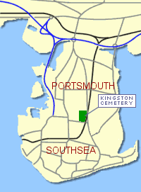 Map showing the location of Kingston Cemetery