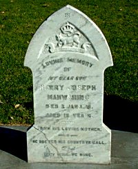 Headstone for Henry Joseph Manwaring