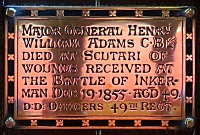 Plaque to Major General Henry William Adams, C.B.