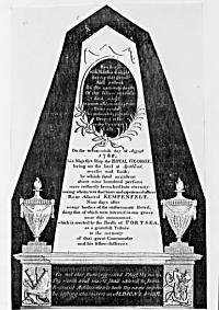 An illustration of the Memorial to the Royal George as shown in the Gentlemens Magazine in 1783