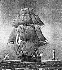 Illustration of HMS Active under sail