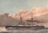 The Royal Sovereign in a lithograph by W Fred Mitchell c1890