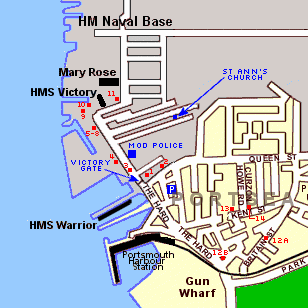 Map showing the location of the Historic Dockyard