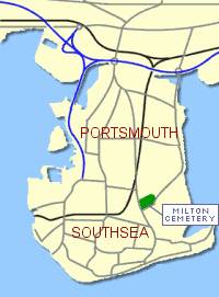 Map showing the location of Milton Cemetery
